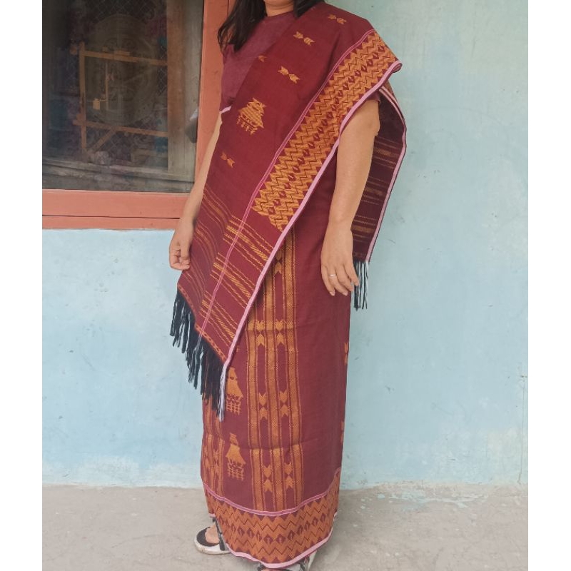 Setelan Tenun Asli Motif Legot (Ulos Karo)