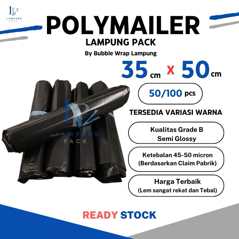 

Kantong Plastik Packing 35X50CM Baju Olshop / Polymailer Glossy LDPE ISI 50 / 100 pcs Lentur Tidak Mudah Sobek Lem Perekat Lampung