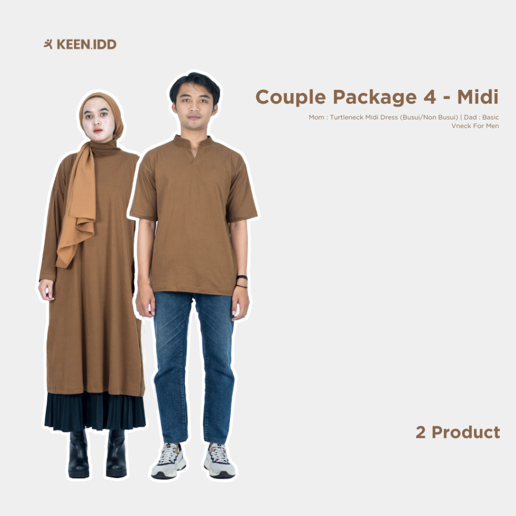 KEEN.IDD - Couple Package 4 Midi (Turtleneck Midi Dress + T shirt Basic V neck for Men ) Available Busui Friendly
