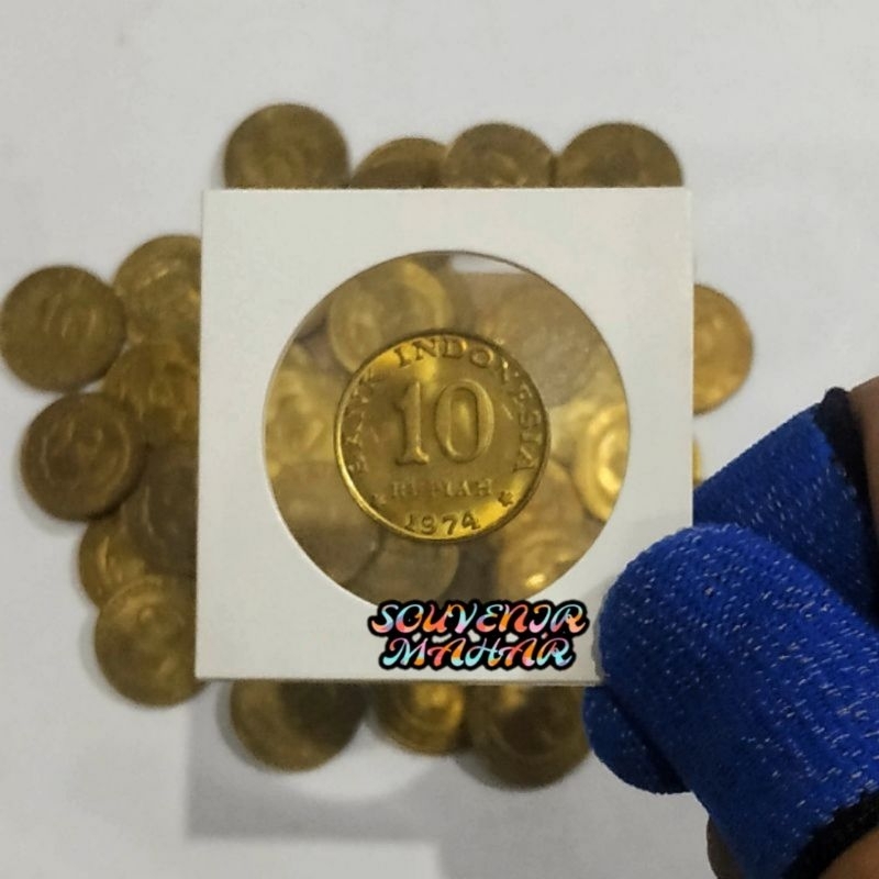 (GRESS/KINCLONG) Uang koin kuno 10 rupiah kuning tahun 1974 rp 10 tabanas mahar nikah 2023 23 rupiah