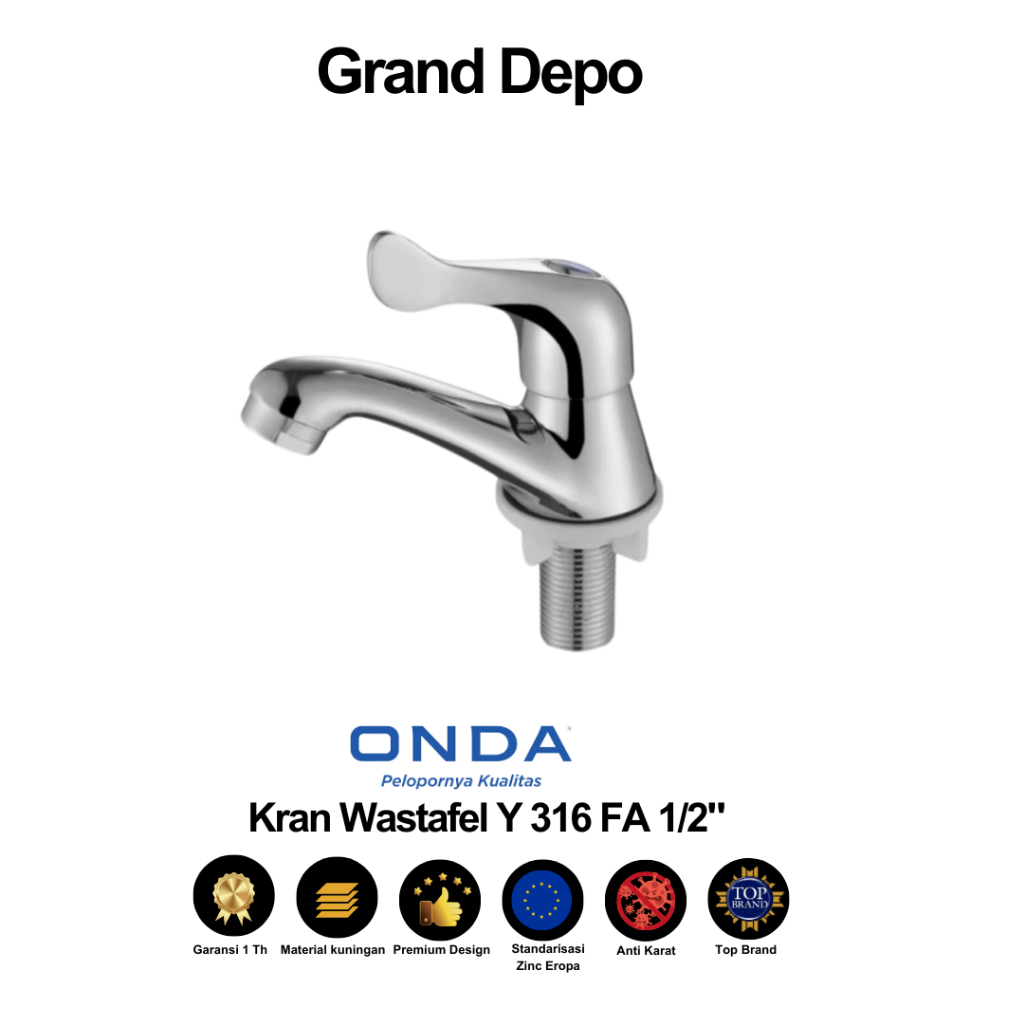Onda Kran Wastafel Y 316 FA 1/2" / Kran Wastafel Onda / Kran Air Onda