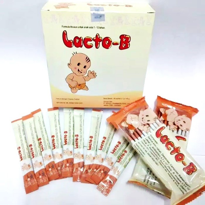 Lacto-B Suplemen Anak Dengan Kandungan Probiotik 1 Box Isi 40 Sachet Original Novell Pharmaceutical