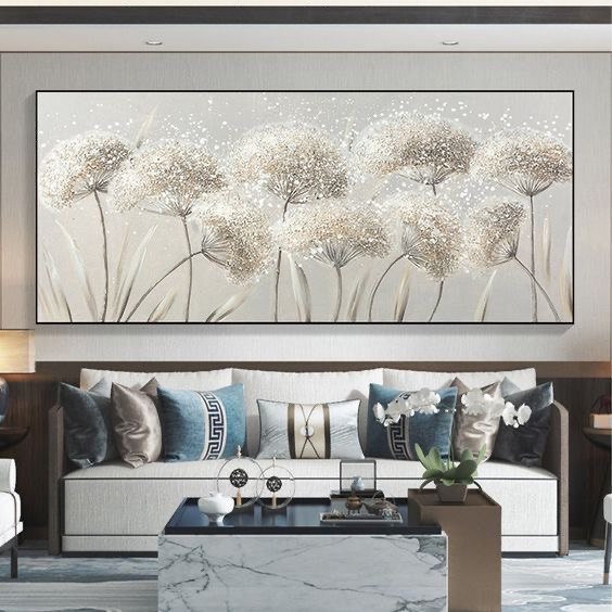lukisan bunga dandelion silver ukuran besar /15/