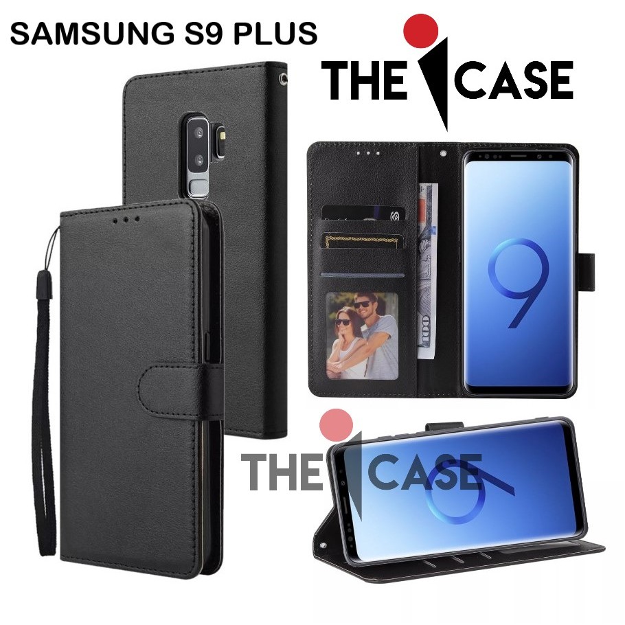 Casing SAMSUNG S9 PLUS model flip buka tutup case kulit ada tempat foto dan kartu juga tali hp flip 