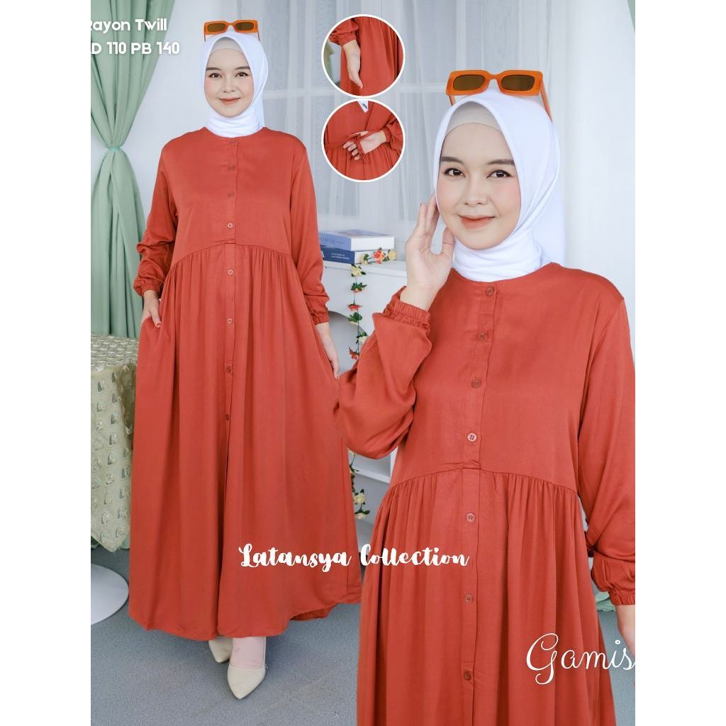 TERLARIS GAMIS RAYON TWILL FULL KANCING DEPAN / DRESS TUNIK BUSUI