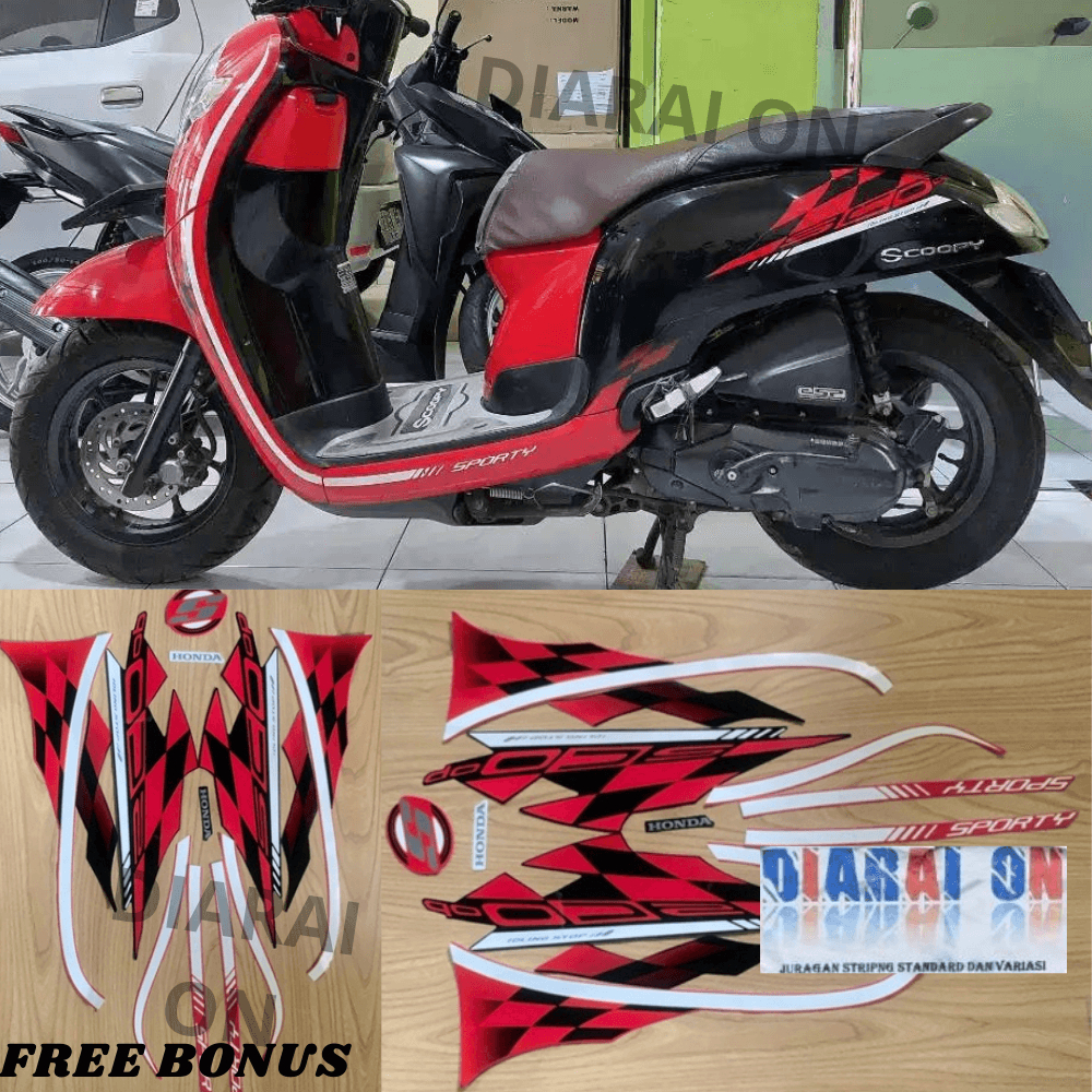Striping Stiker Honda Scoopy 2018 Sporty - Scoopy Sporty Merah Murah