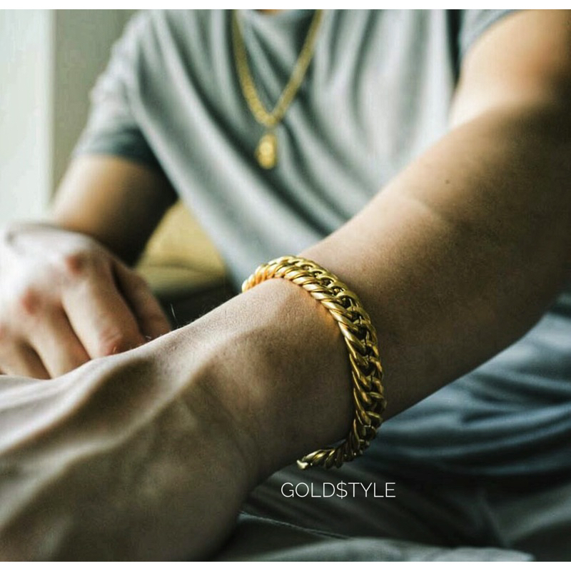Gelang Titanium model Rantai fashion pria / gelang cowok gold / gelang pria gold