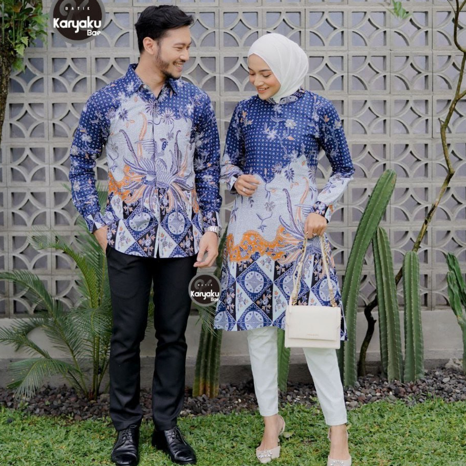 Baju Batik Couple Pasangan Terbaru Tunik Jumbo LD120 Kemeja Lengan Panjang M L XL XXL Tunic Shella W