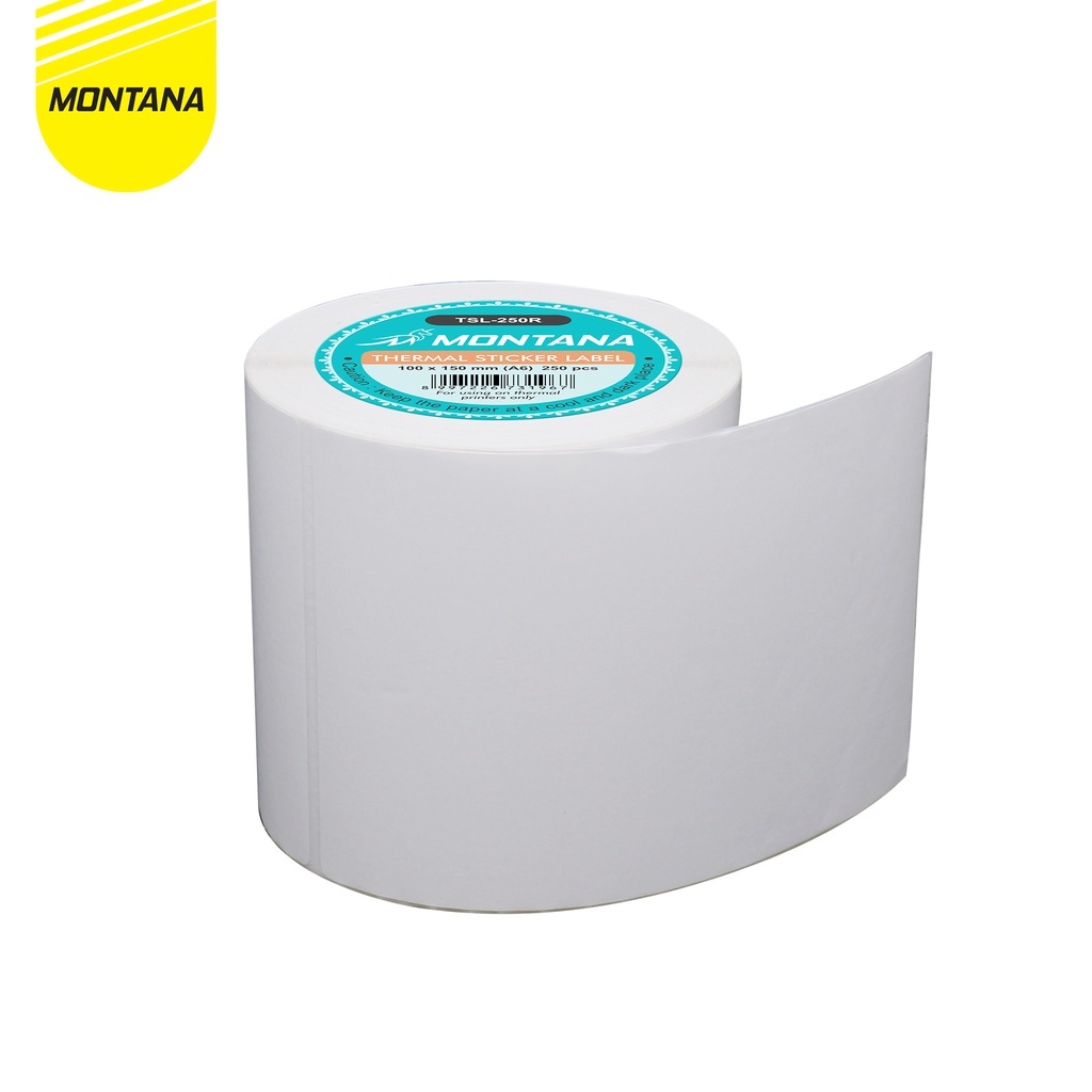 

Montana Kertas Thermal 100 x 150mm / Stiker Label Barcode A6 / 250 Pcs - Roll