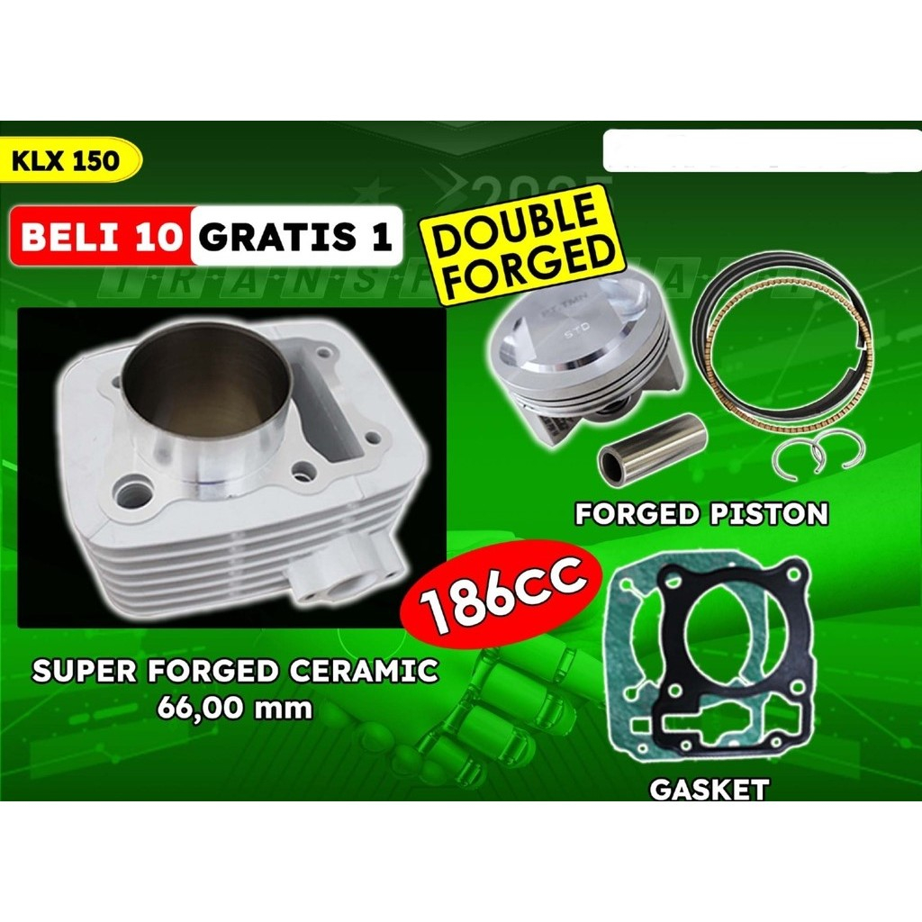 PAKET BORE UP BRT BLOK + PISTON SET SUPER CERAMIC KLX 150 / KLX 140 / DTRACKER 66MM