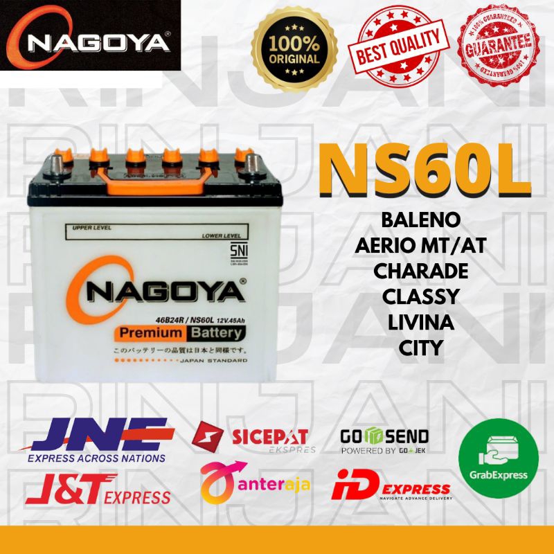 AKI MOBIL NAGOYA DRYCHARGED NS60L HONDA CITY // BALENO // NISSAN LIVINA // INNOVA