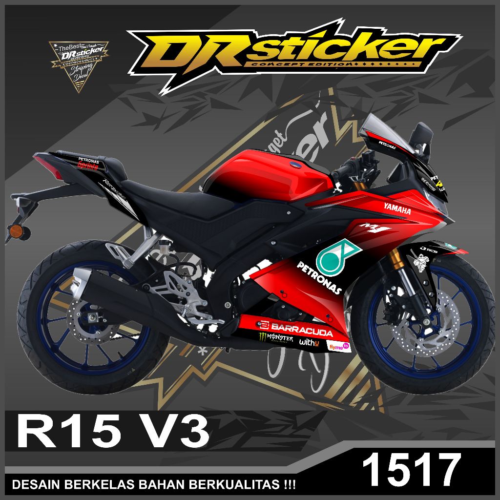 DECAL YAMAHA R15 V3 / STOCK DECAL R15 V3 / STIKER R15 V3 PETRONAS / ACCESORIES BODY MOTOR
