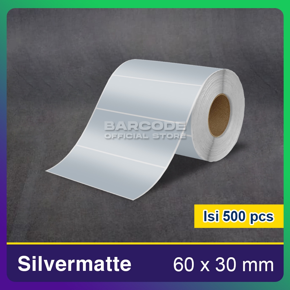 

Label Silver Matte 60x30mm 60x30 Stiker Barcode 60 x 30 mm Silvermate isi 500 Pcs