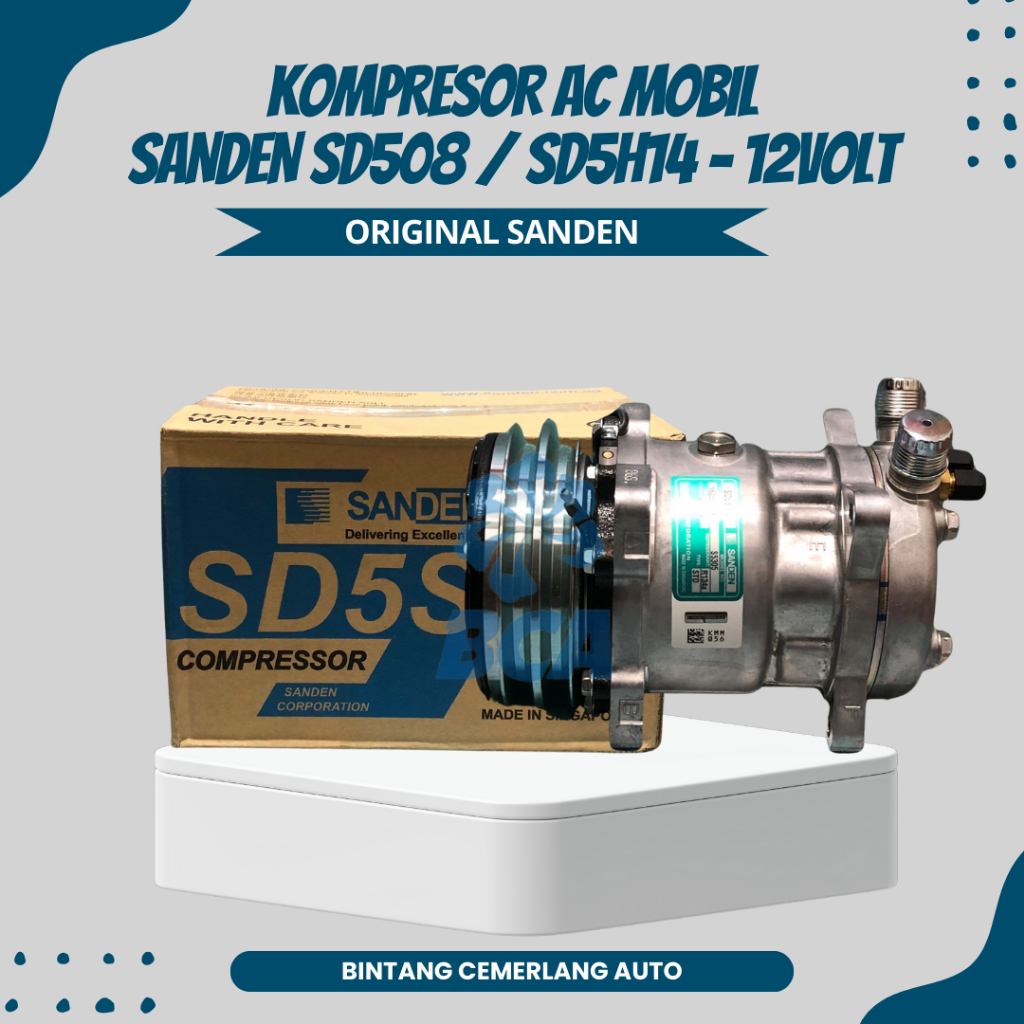 COMPRESSOR KOMPRESOR AC Mobil Sanden SD508 SD 508 SD5H14 12 VOLT ORIGINAL SANDEN