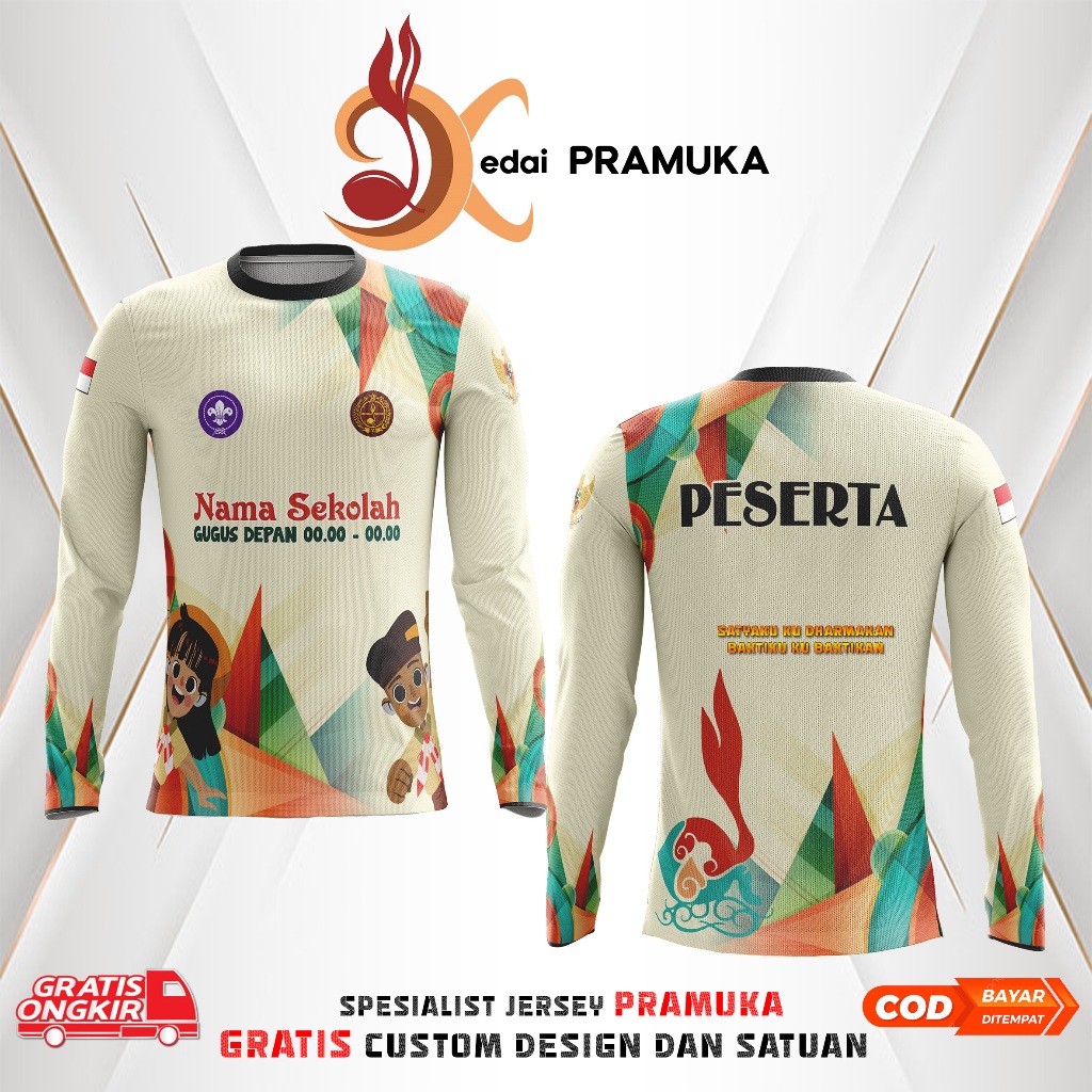 BAJU PRAMUKA FULL PRINTING BAHAN PREMIUM GRATIS DESAIN 2024