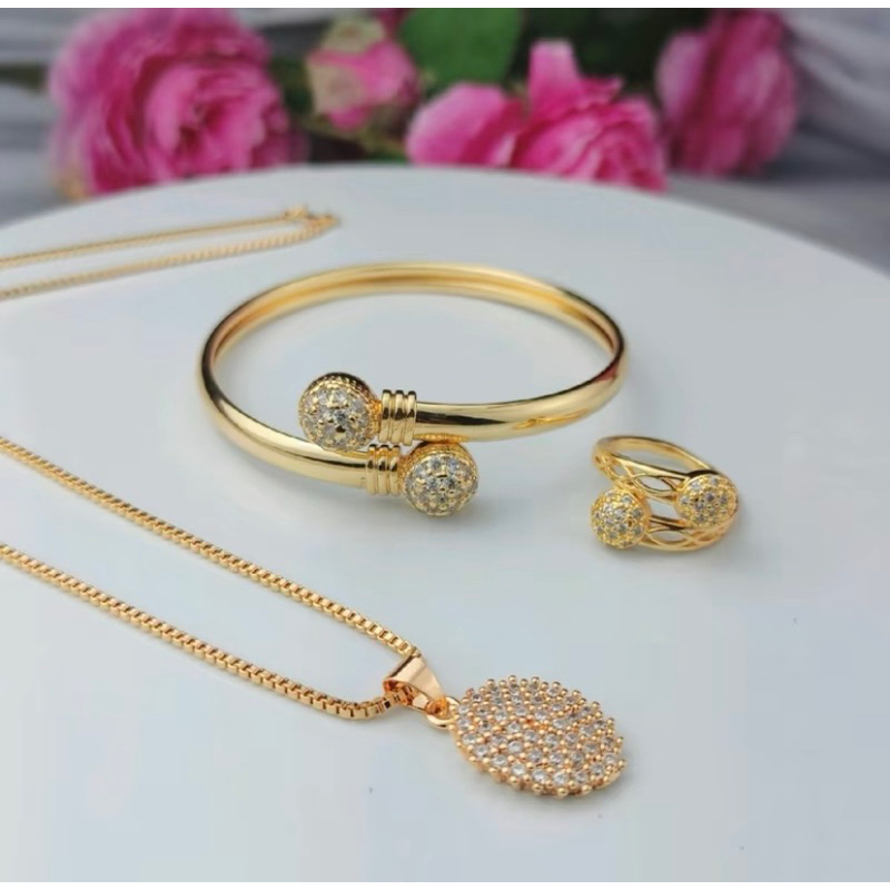 satu set perhiasan xuping gelang cincin dan kalung mewah