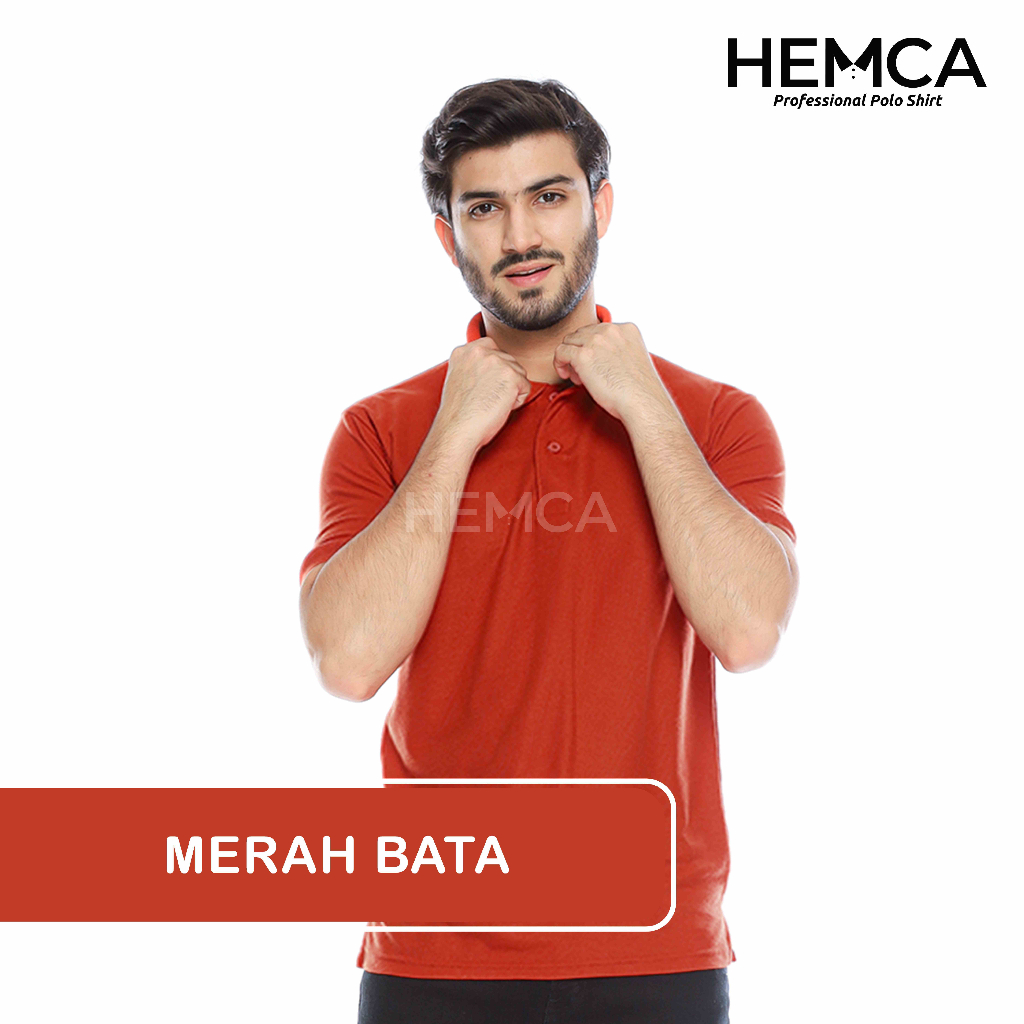 Kaos Polo Polos Merah Bata - Hemca Professional Polo Shirt / Kaos Kerah Polos