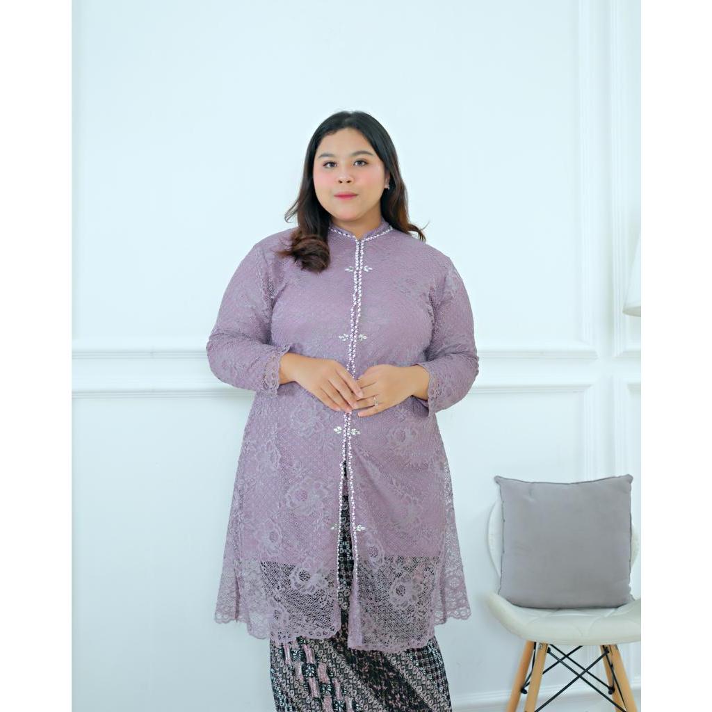 Setelan kebaya tunik brokat payet jumbo / Baju kebaya big size buat pesta kondangan dengan sentuhan 
