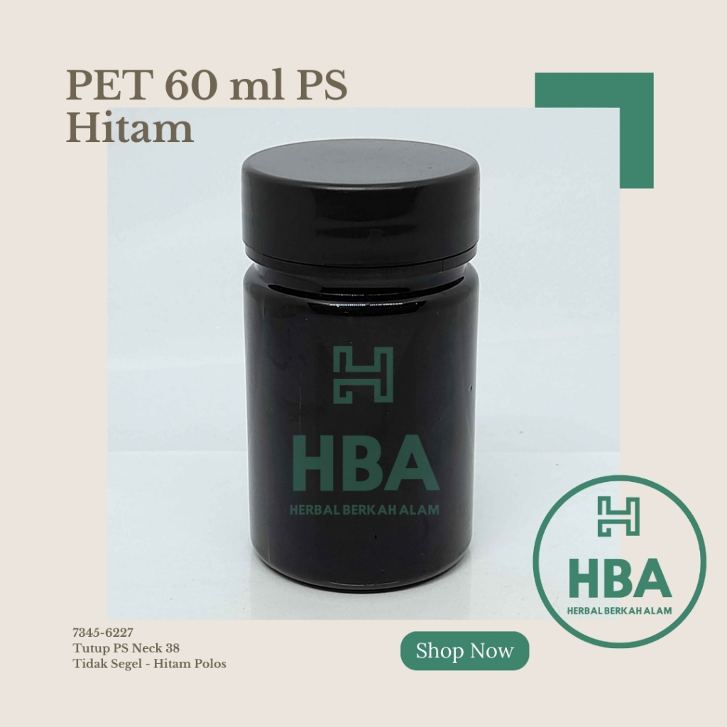 Botol Obat 60 ml Hitam Tutup Hitam Polos / Botol Obat / Botol Plastik / Botol Kosong / Botol Kapsul 
