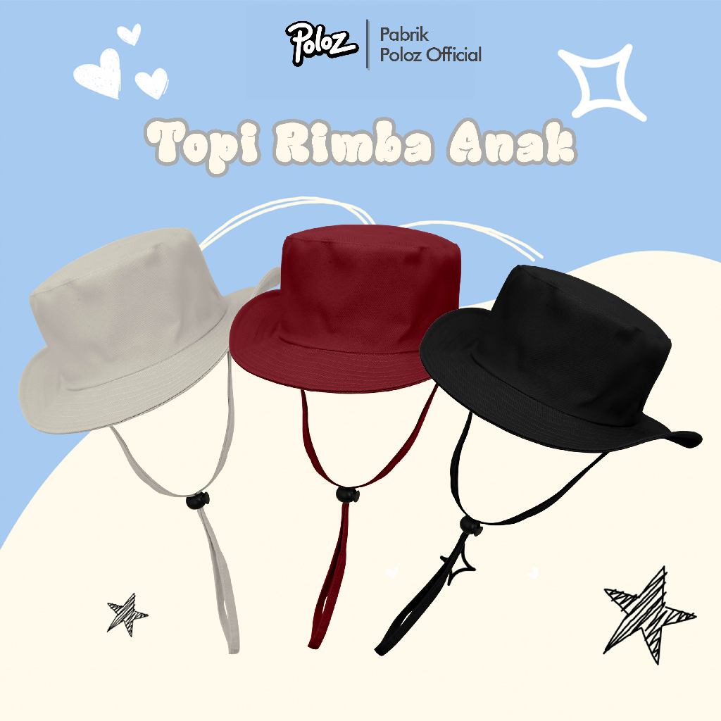 TOPI RIMBA ANAK PREMIUM POLOS MURAH PAKAI TALI LUCU ANAK DAN BAYI TOPI GUNUNG ANAK TOPI LAPANGAN ANA