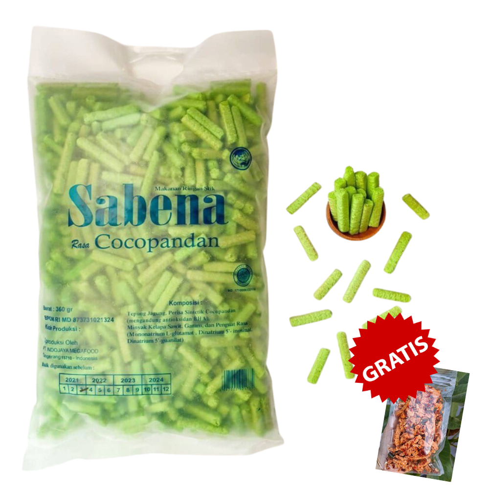 

SABENA JUMBO 360g (1 Bungkus) Rasa Cocopandan Snack Anak