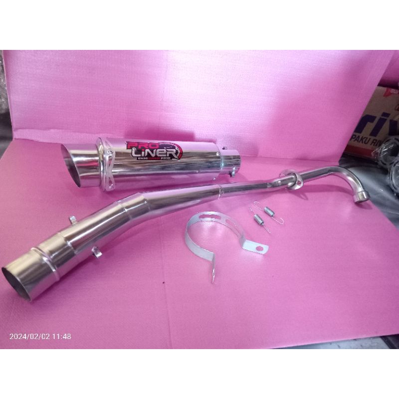 knalpot pro liner buat motor vega,supra,jupiter,win 100,blade,karisma,shogun,smash,c70