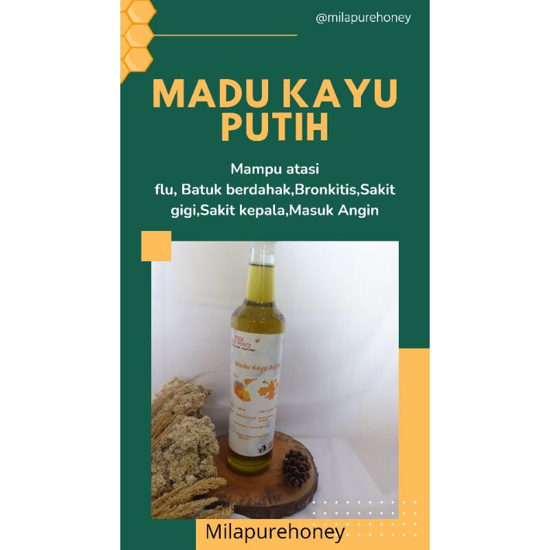 

MADU KAYU PUTIH 460 ML MILA PURE HONEY OBAT SAKIT GIGI,NYERI,PEGAL-PEGAL,SAKIT KEPALA