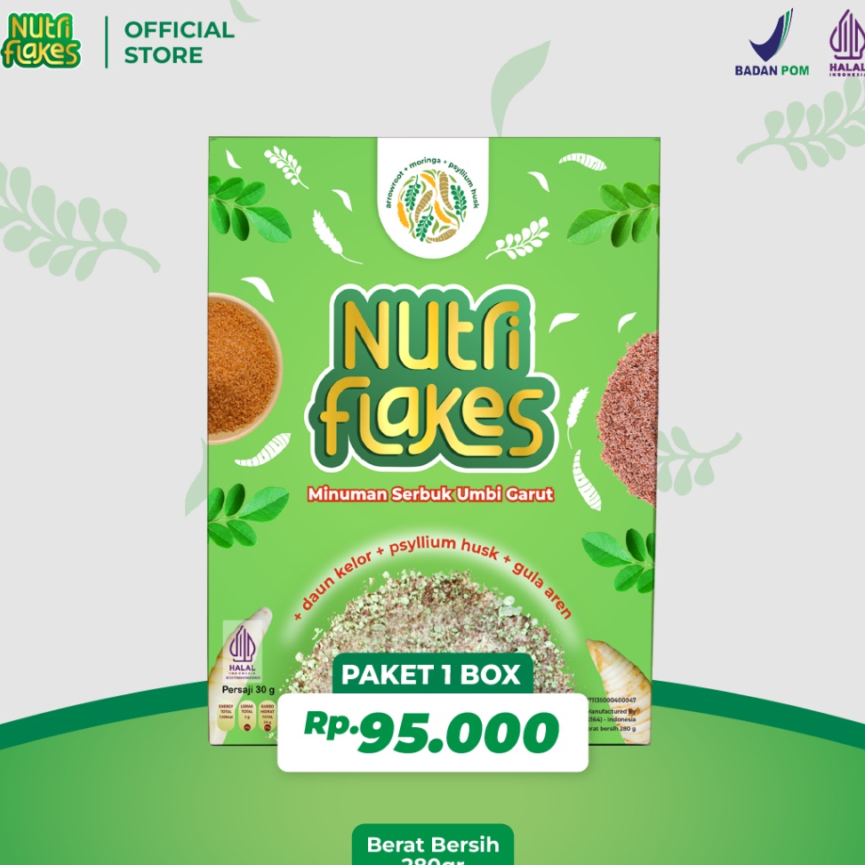 

Promosi Spesial Nutriflakes Sereal Umbi Garut Atasi Asam Lambung 1Box 28 Gram