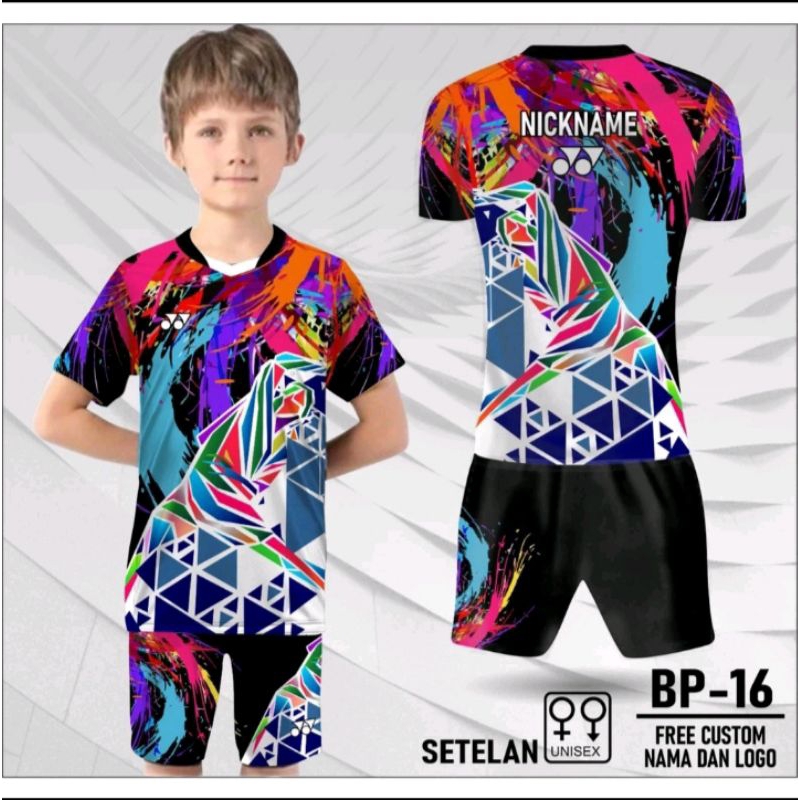 SETELAN JERSEY BADMINTON ANAK CUSTOM KAOS JERSEY BULUTANGKIS
