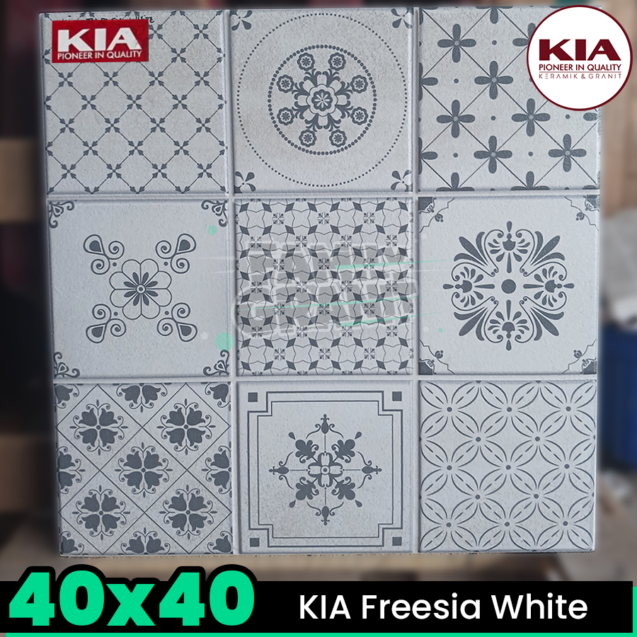 Keramik Kasar 40x40 KIA Freesia White Lantai Teras/Garasi/Carport KW1