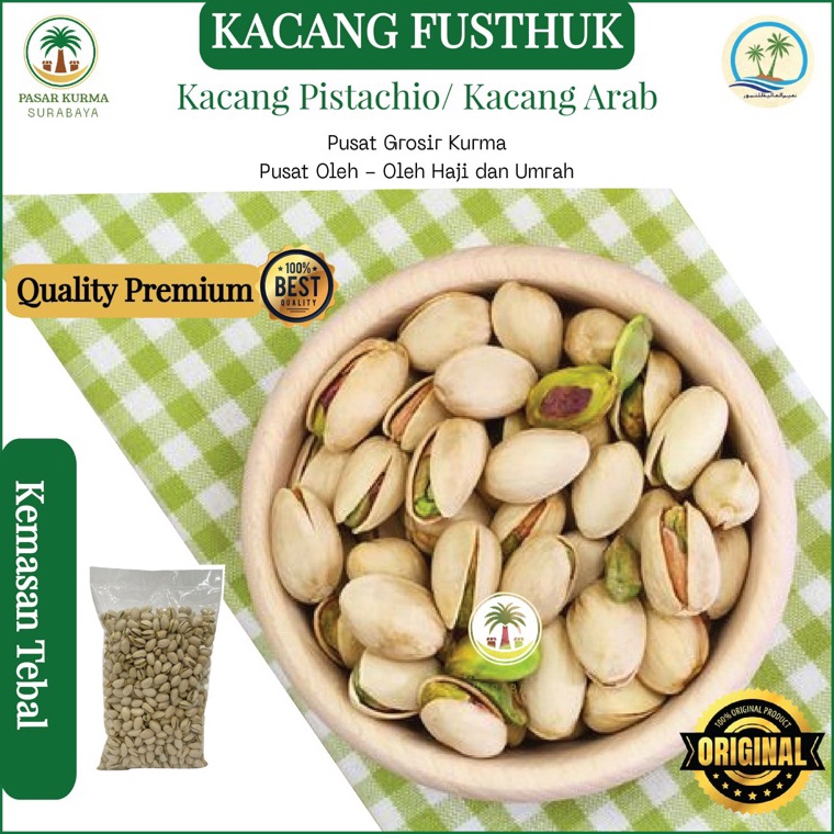 

Garansi Terbaik Kacang Fustuk Pistachio 1kg Kacang khas Arab Kulit Putih Pistacio 5gram Panggang