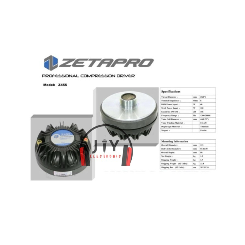Driver Tweeter Zetapro Z455 Z 455 Z-455