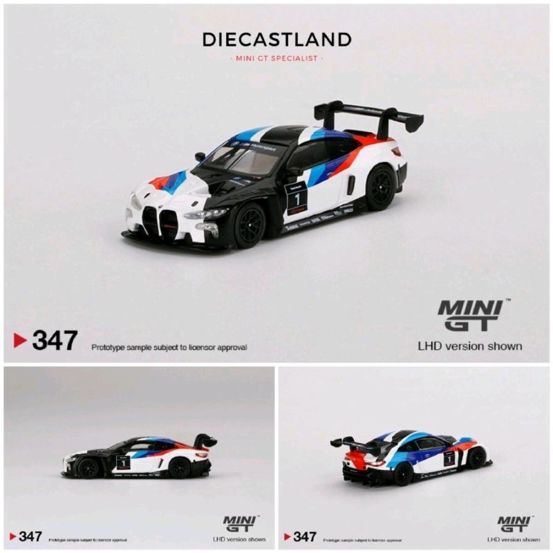 Mini GT #347 BMW M4 GT3 2021 Presentation White MGT00347 MiniGT MGT BMW M4 GT3 White Putih Hitam Liv