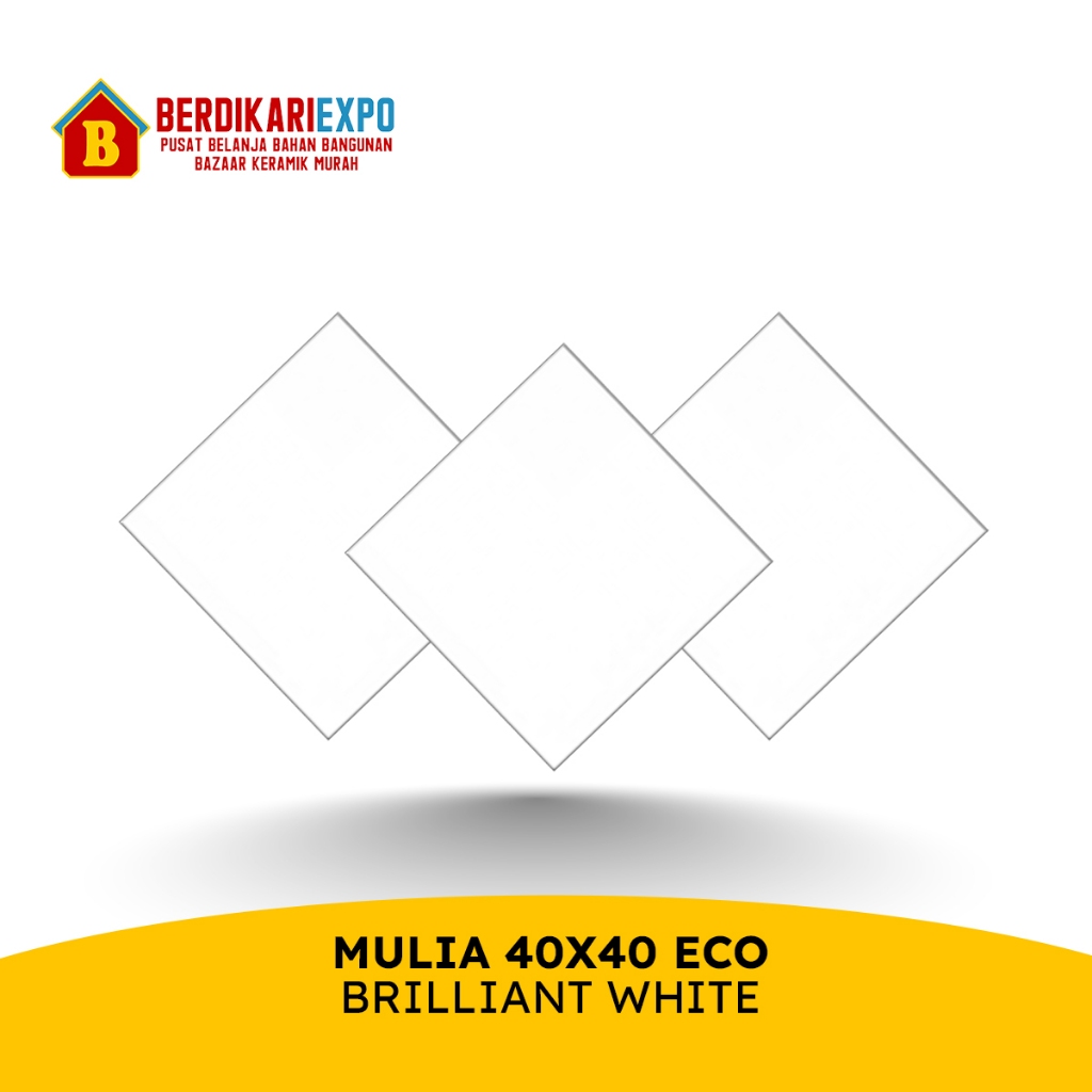 KERAMIK PUTIH POLOS MULIA 40X40 BRILLIANT WHITE