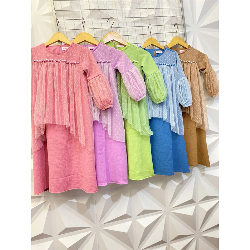 CETTA OFFICIAL (Gamis Yasmine) bukan gamis shimmer gamis  lebaran couple anak dan bayi dan bunda cou