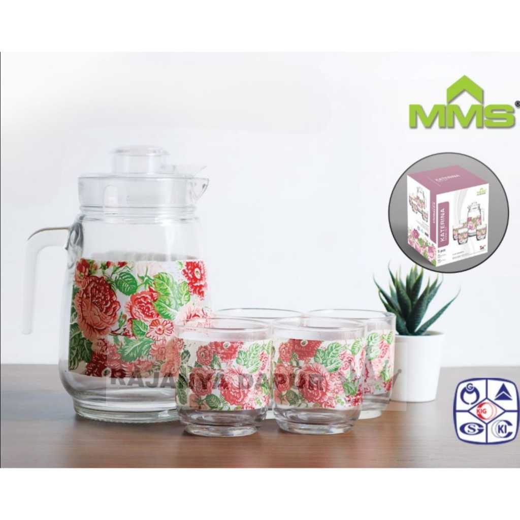 DRINK SET KATERINA - PITCHER DAN GELAS SET - KATERINA TEKO DAN GELAS MMS HOUSEWARE - GELAS KACA SET 