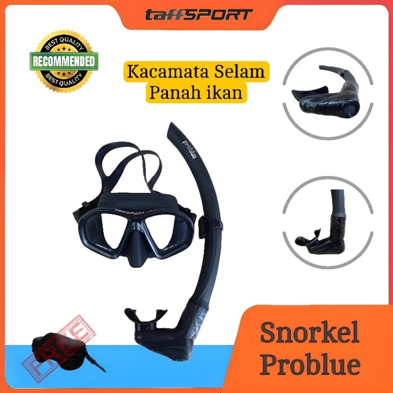 Kacamata Selam Panah Ikan Masker freedive Apnea Set Tube Selang Snorkel Problue