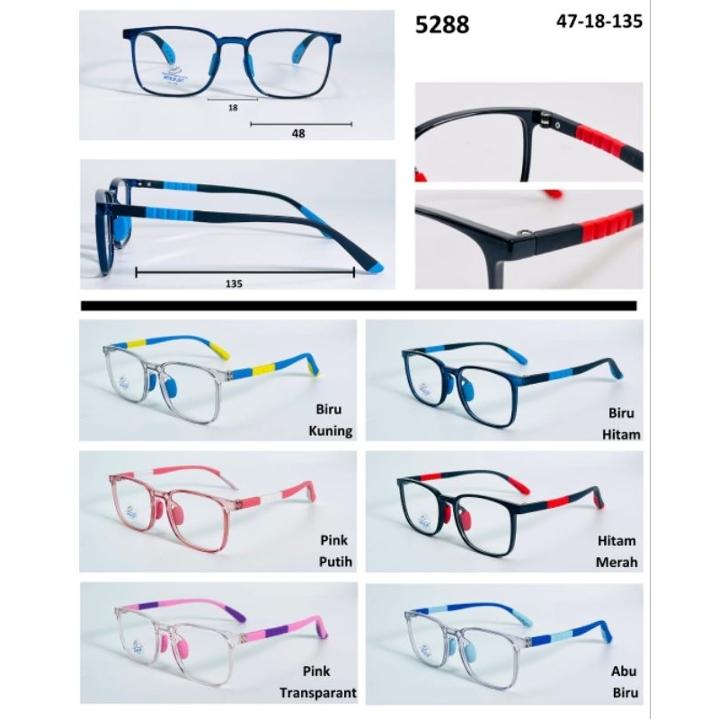YUM KACAMATA ANAK BAHAN KARET LENTUR gratis MINUS & CYLINDER 5288 #anak5288