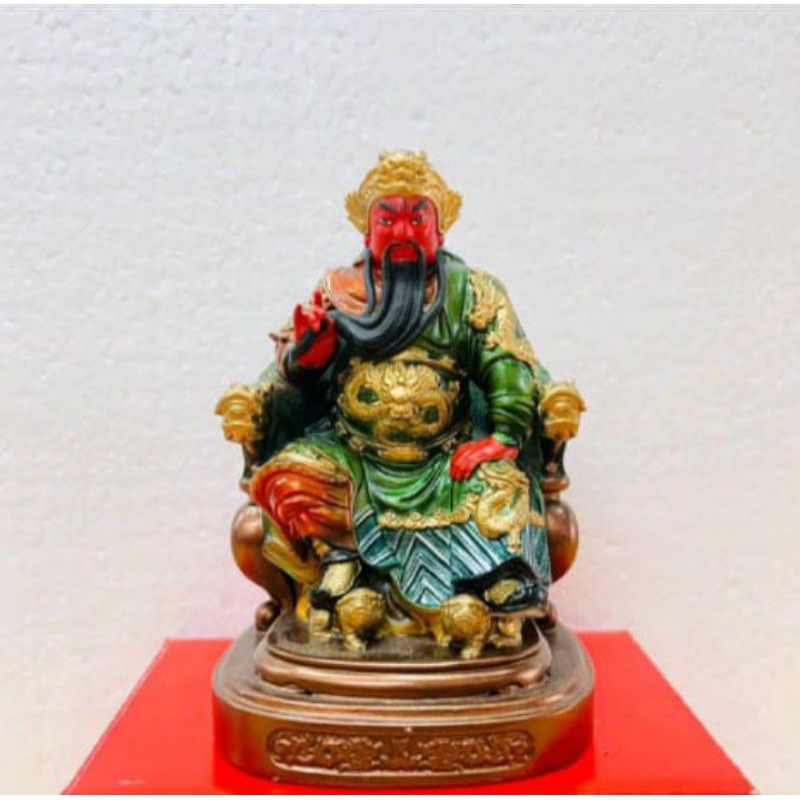 patung dewa kwan kong/ kwan kung- duduk -fiber- 4inch