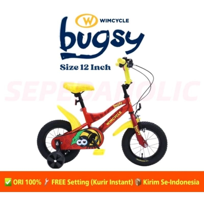 SEPEDA ANAK WIMCYCLE BUGSY 12 INCH MERAH