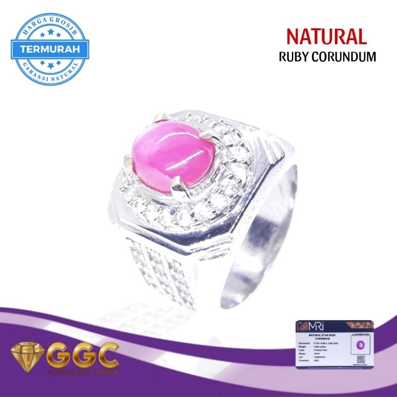 Cincin Batu Star Ruby Corundum + Gem ID Card