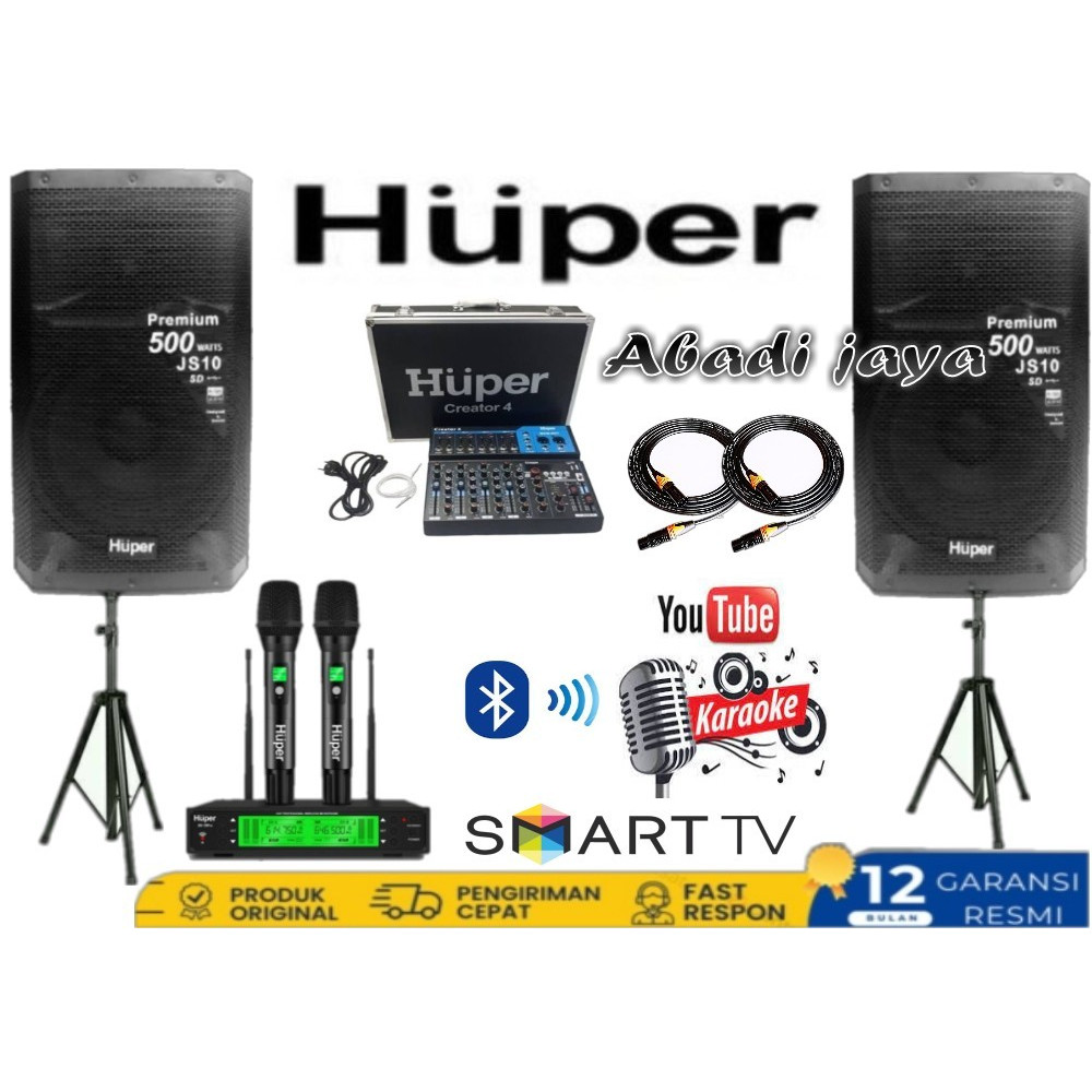 paket full sound system huper js10 15 inch mixer 4 channel original