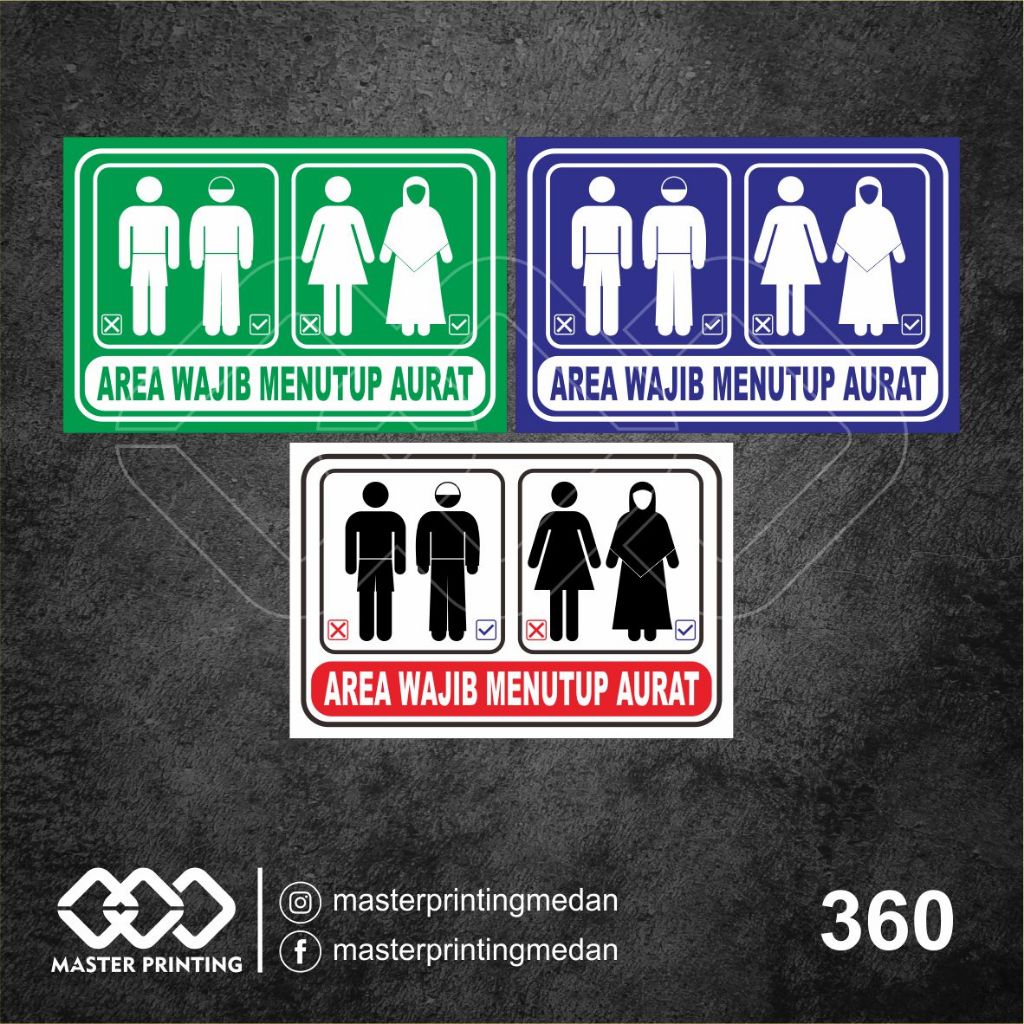 

360 - Stiker Area Wajib Menutup Aurat, Sticker Vinyl, Premium, Tahan Air, Termurah, dan Bisa Custom