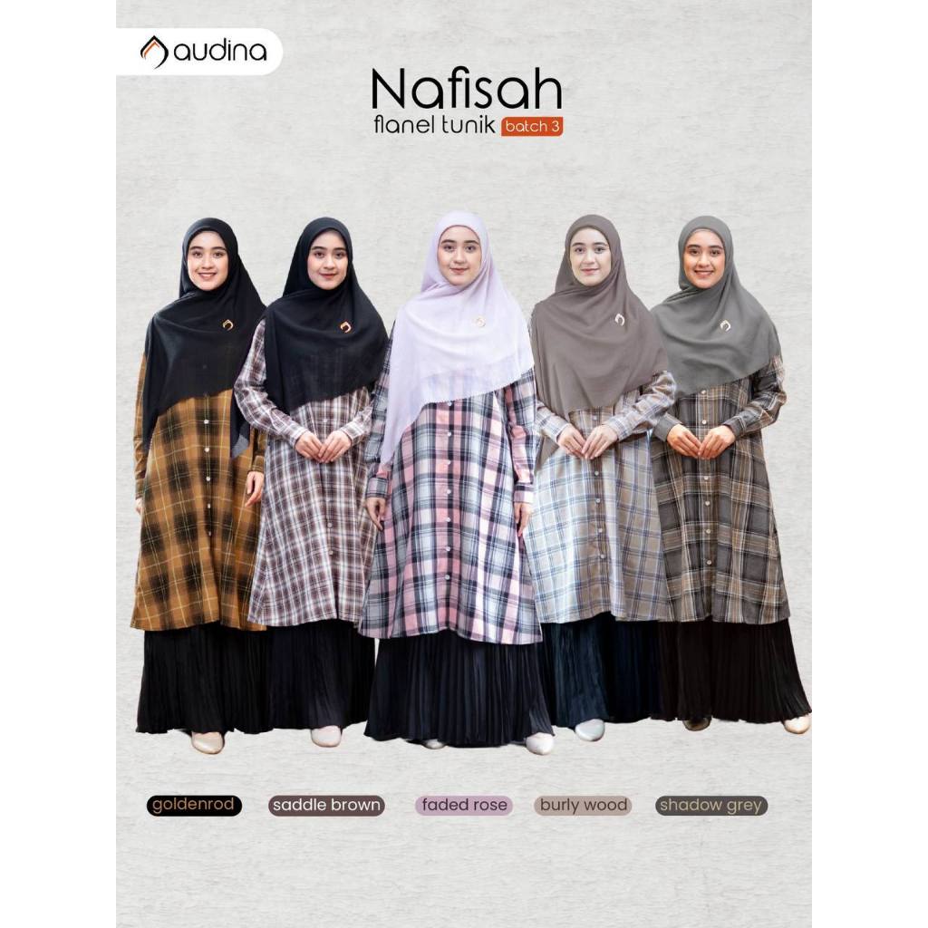 Nafisah Flanel Tunik by Audina || Baju Kemeja Wanita || OOTD Hijab