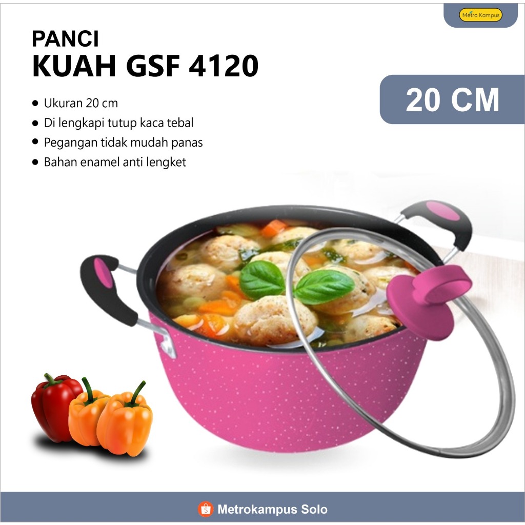 [GSF] Panci Kuah Warna 4120 / Panci Tutup Kaca - Panci Kuah Enamel