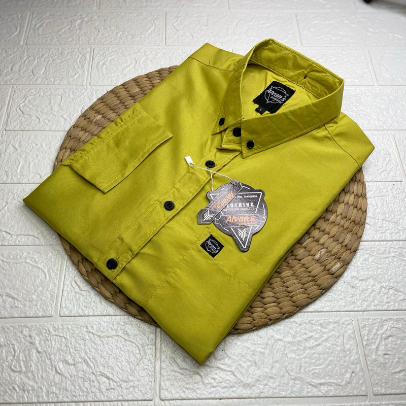 PROMO KEMEJA PRIA LENGAN PANJANG,kemeja sage green