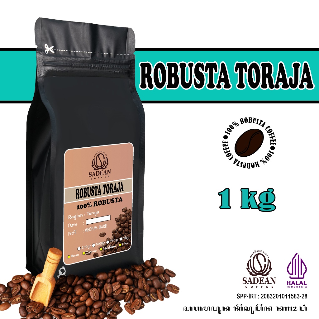 

Kopi Robusta Toraja 1kg / Biji Kopi Bubuk Robusta Toraja 1kg
