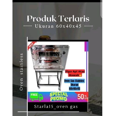 OVEN GAS PAKET LENGKAP TINGGAL PAKAI//UKURAN 60X40 BAHAN STAINLESS DAN BLACK (DOFF) API BAWAH DAN AT