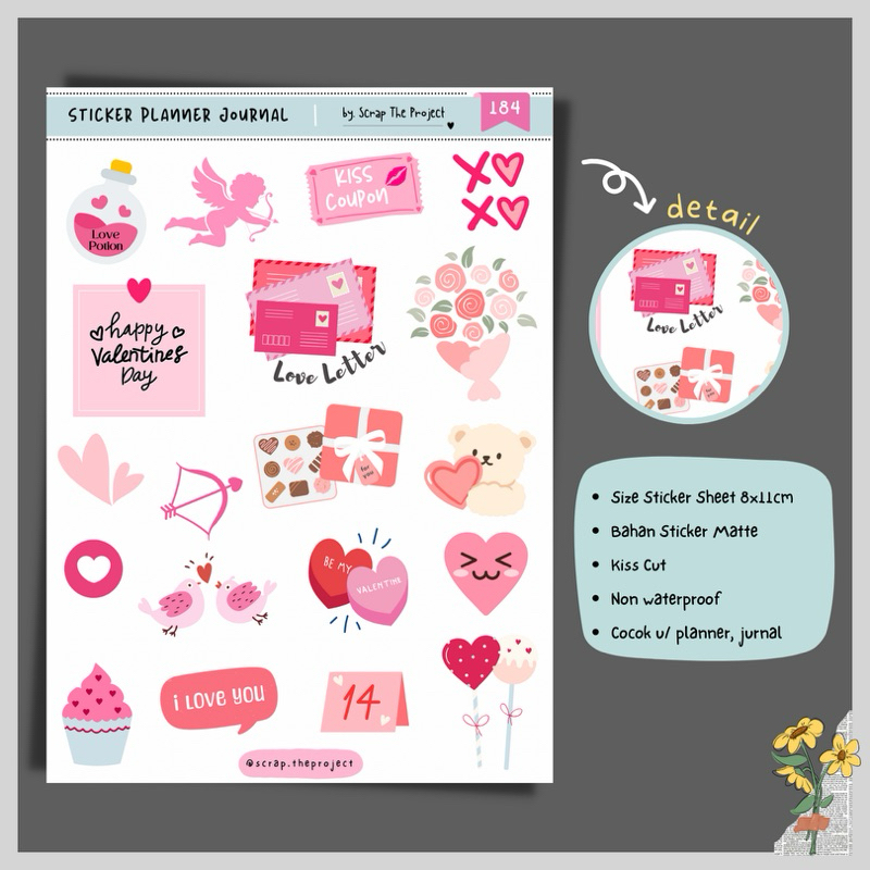 

STICKER PLANNER JOURNAL / HAPPY VALENTINE’S DAY STICKER / STP - 184