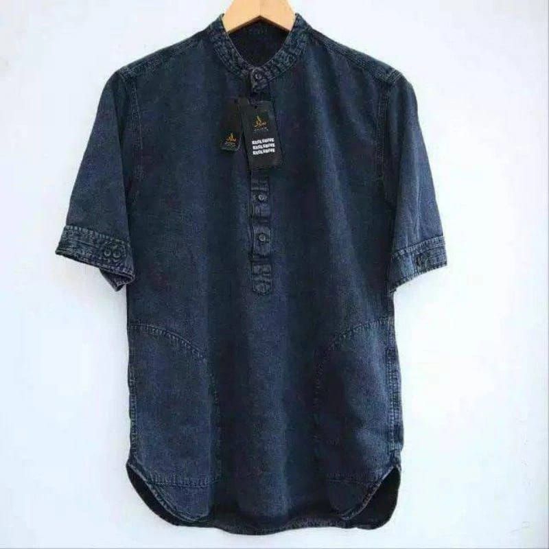 Best Sale Koko Kurta Jeans Premium Lengan Pendek/Koko Kurta Jeans Pria Lengan Pendek